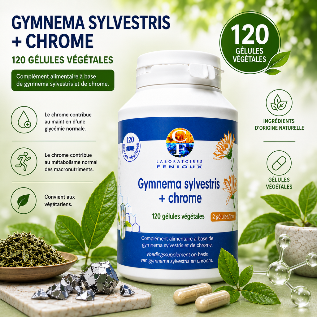 GYMNEMA SYLVESTRIS + CHROME - 120 gélules